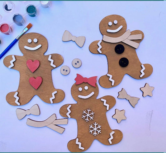 DIY Paint Kit- Set of 3 Gingerbread Men