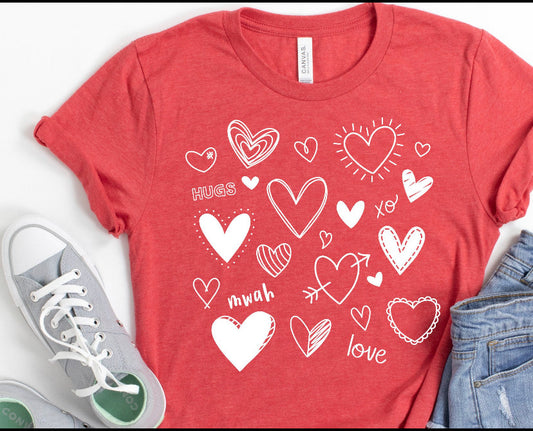 Doodle Hearts Kids Tee