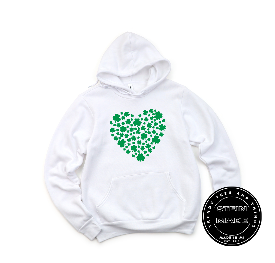 Clover Heart White Hoodie