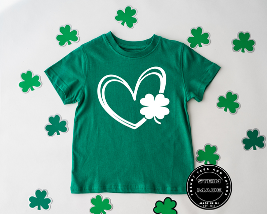 Shamrock Heart Green Youth T-Shirt