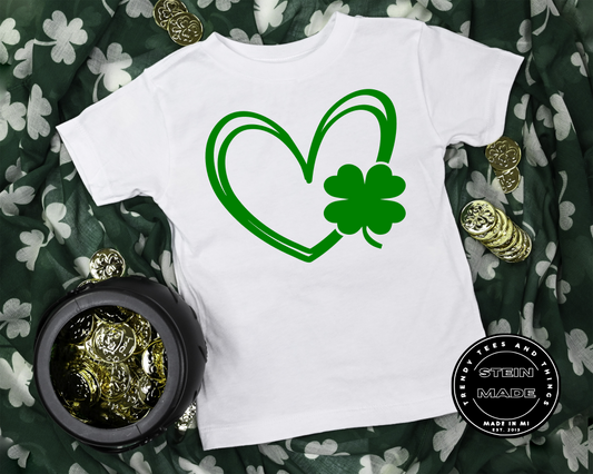 Heart Shamrock White Youth Tee